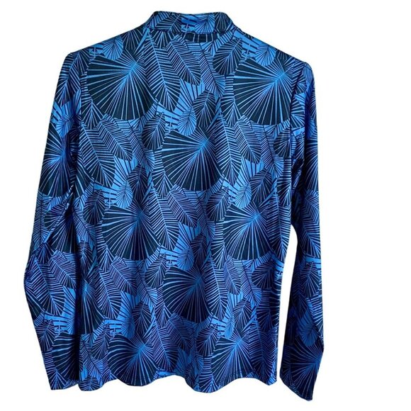 Court Haley Azure Sky Palm Fronds Quarter Zip Pull Over Women's Medium NEW - Picture 6 of 8